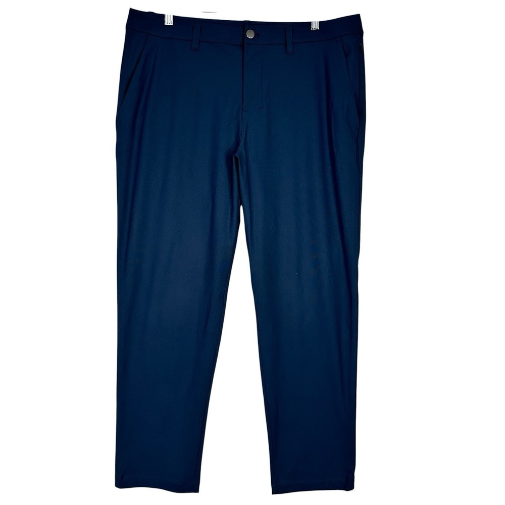 Lululemon Commission Pant Mens 35 Blue Slim Taper Stretch ABC Tech Golf Work
